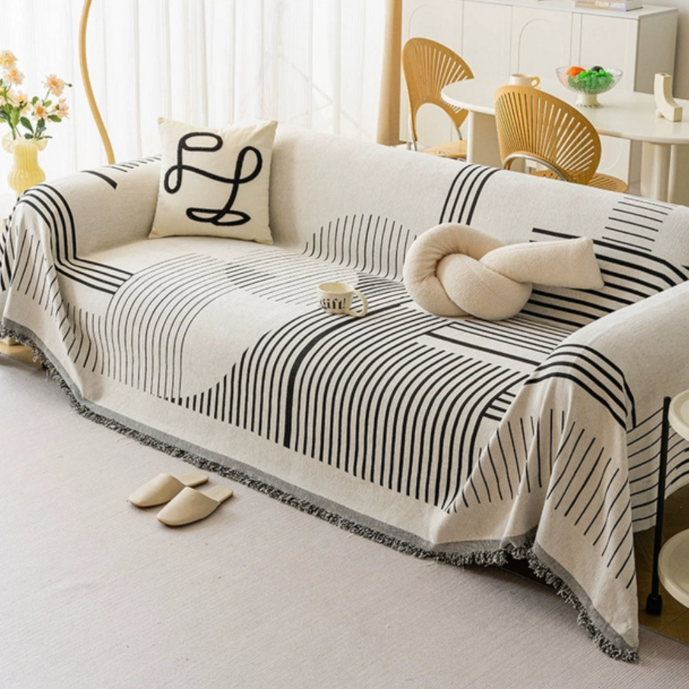 Luxurious Snowflake Chenille Sofa Cover Stone Drift