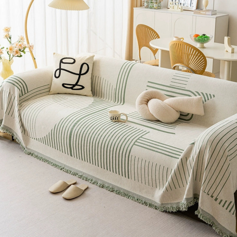 Luxurious Snowflake Chenille Sofa Cover Sage Whirl