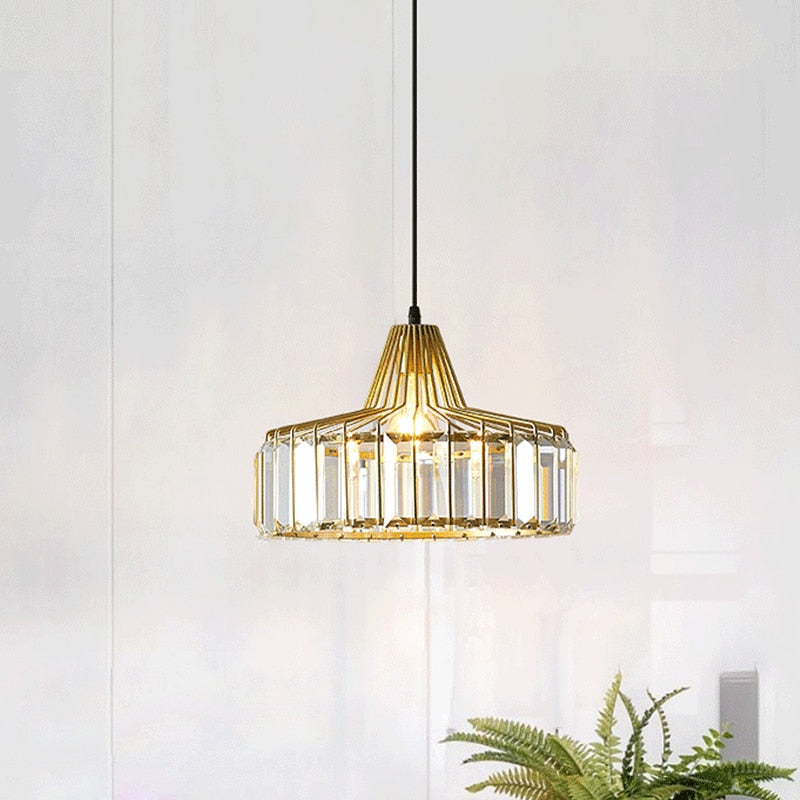 Luxury Contrast Crystal Pendant Light Gold