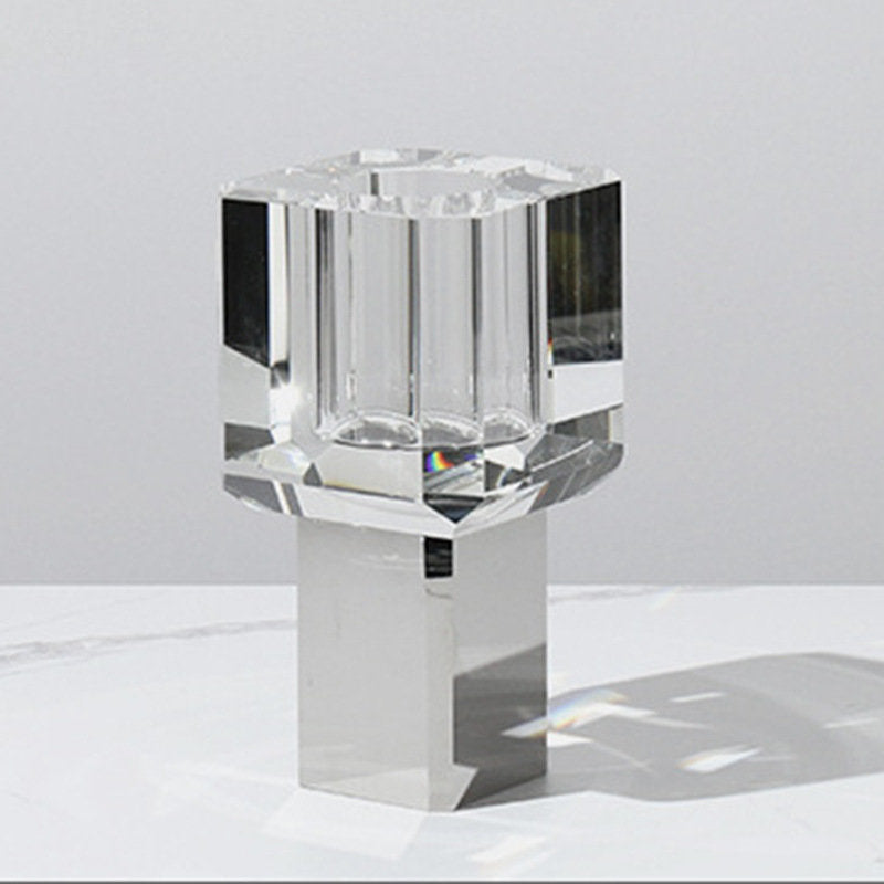 Luxury Crystal Block Vase Silver