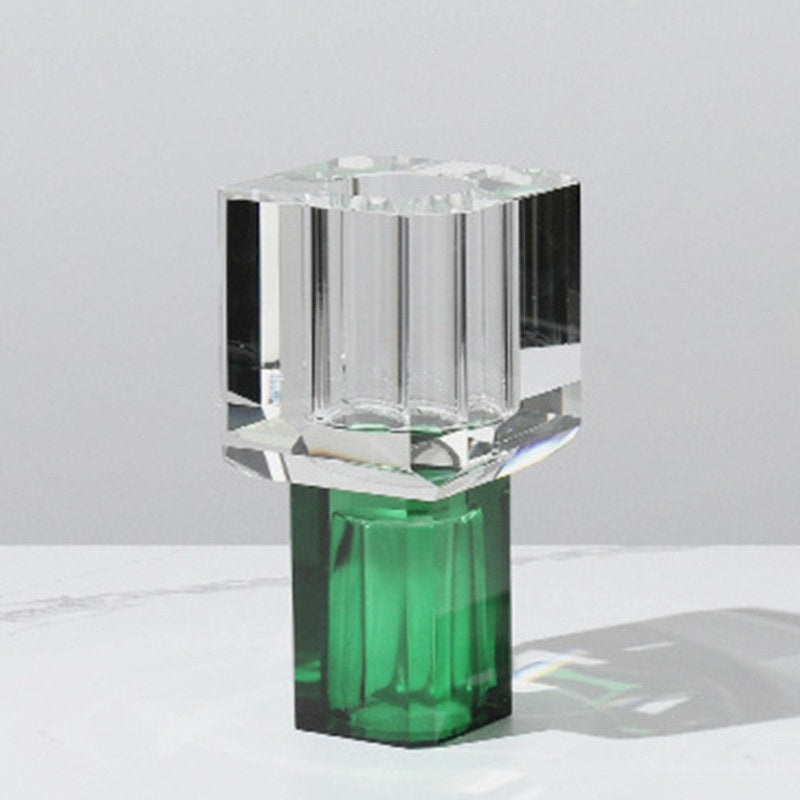 Luxury Crystal Block Vase Green