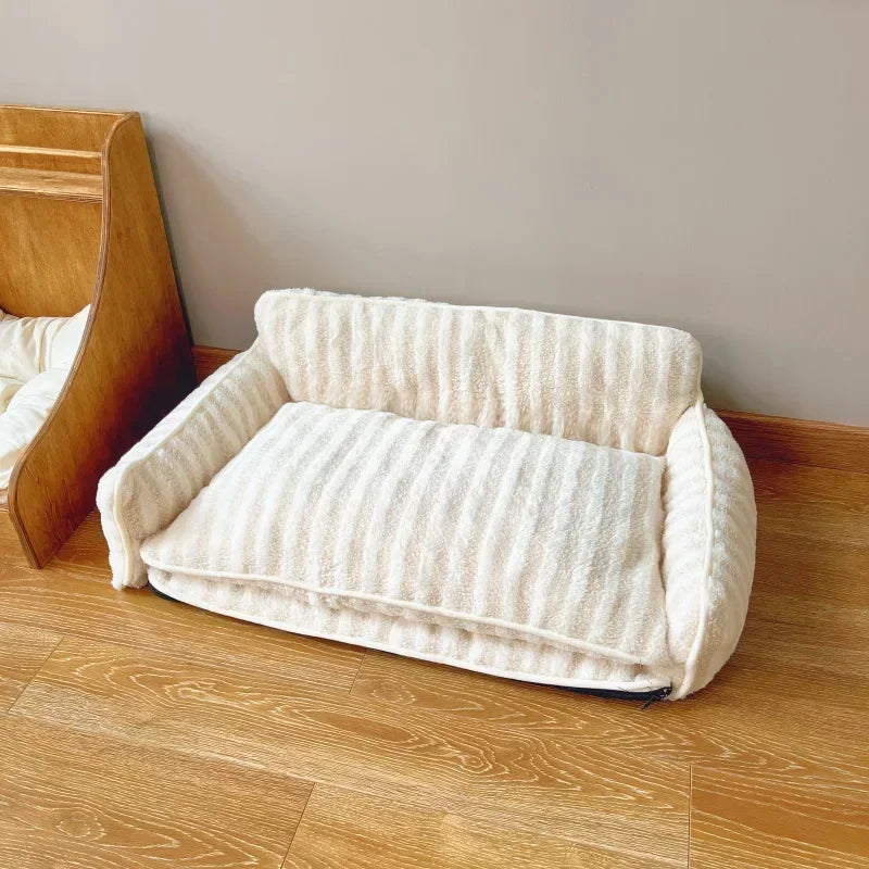 Striped Snuggles Luxe Pet Sofa Bed