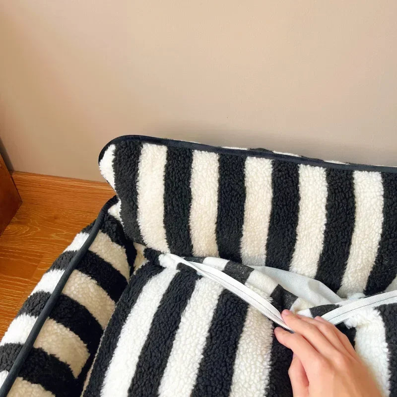 Striped Snuggles Luxe Pet Sofa Bed