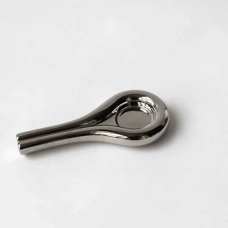 Luxury Electroplating Ceramic Candlestick Flat Wide