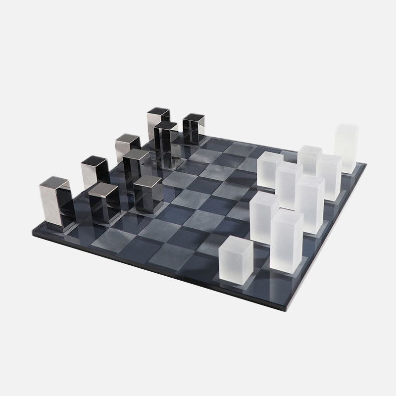Luxury Glass Chess / Tic Tac Toe Board Set Chess Board Black Clear