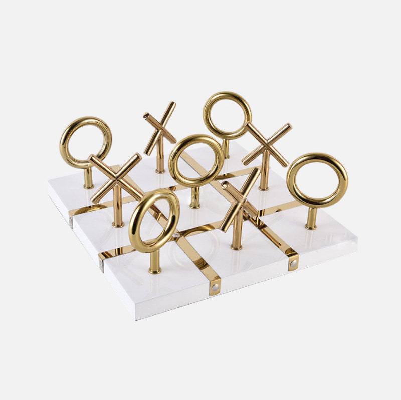 Luxury Glass Chess / Tic Tac Toe Board Set Tic Tac Toe Gold