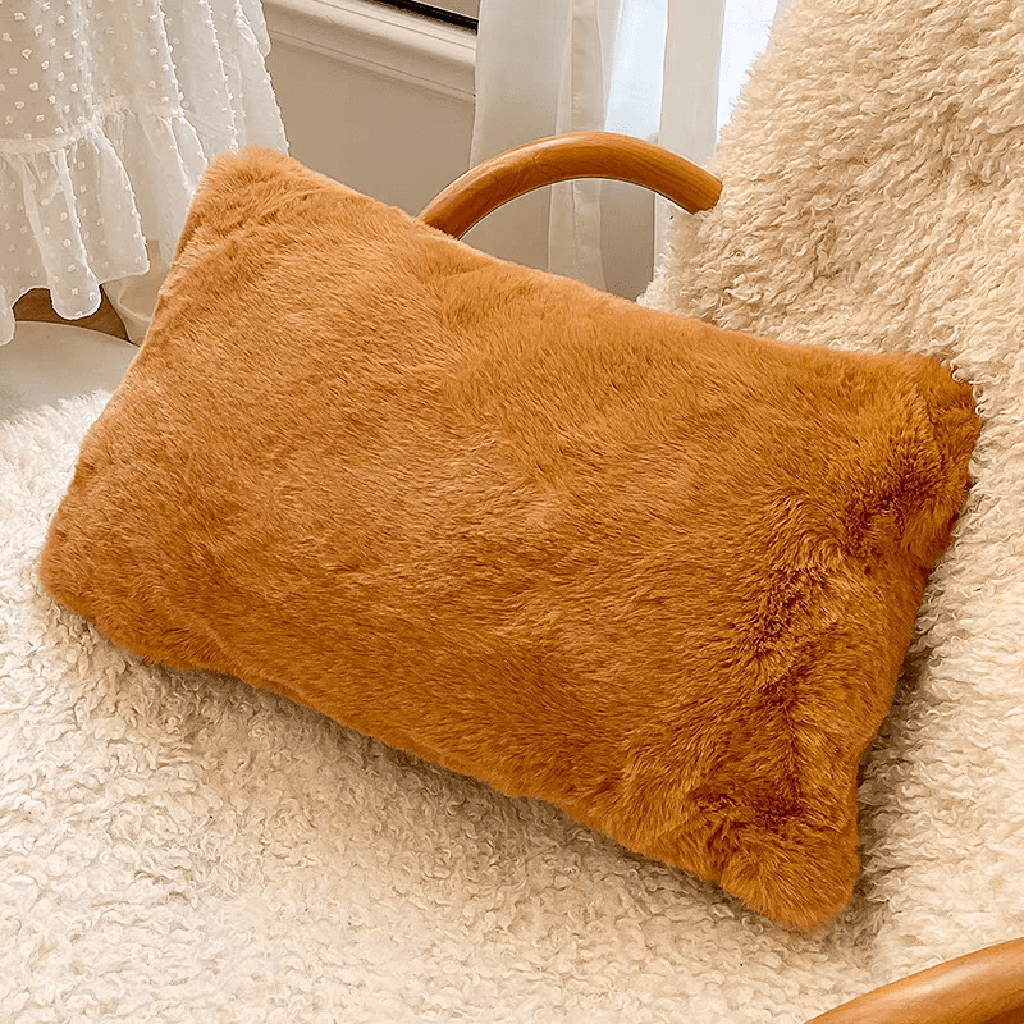 Luxury Faux Fur Pillow Caramel Lumbar Pillow