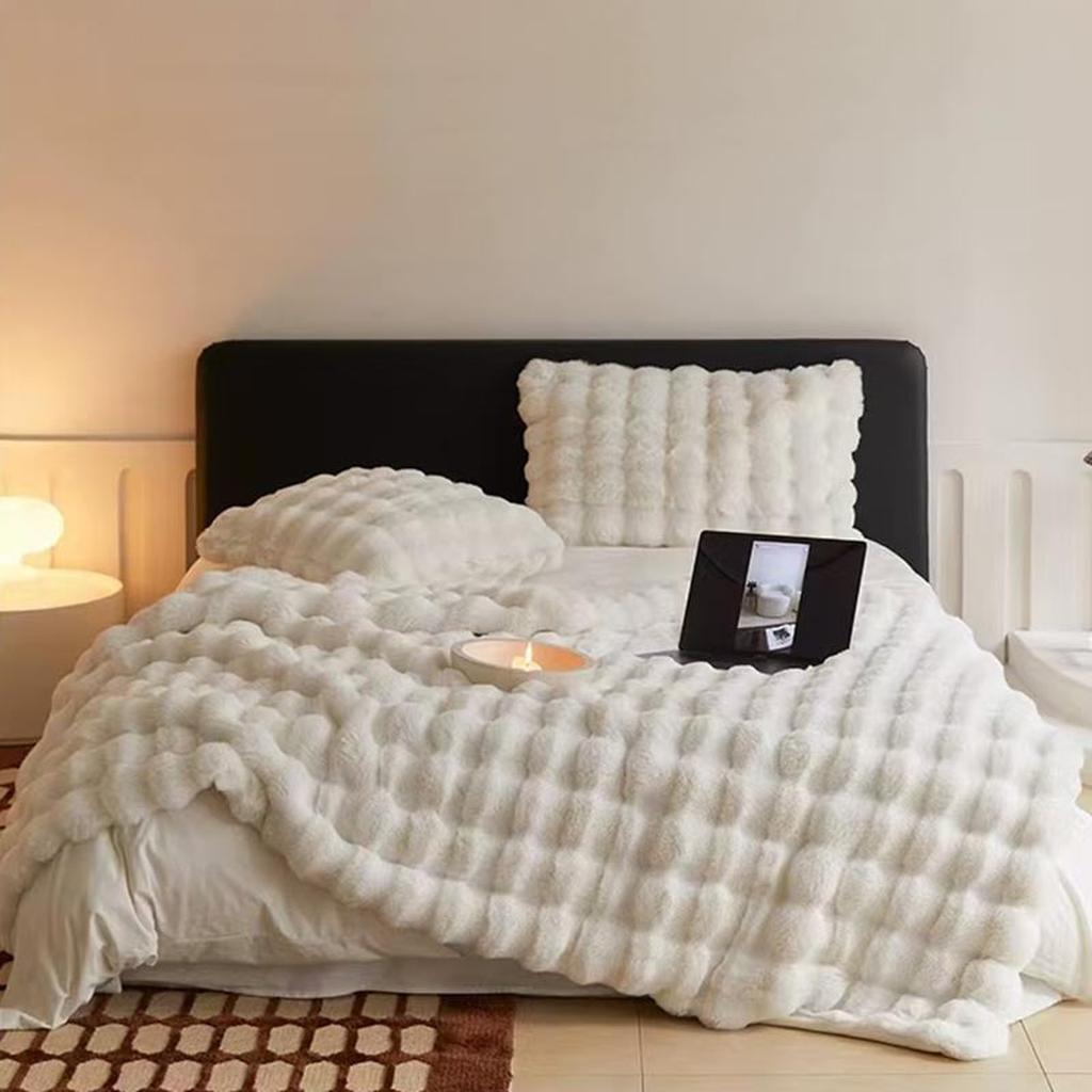 Luxury Mink Faux Fur Blanket White