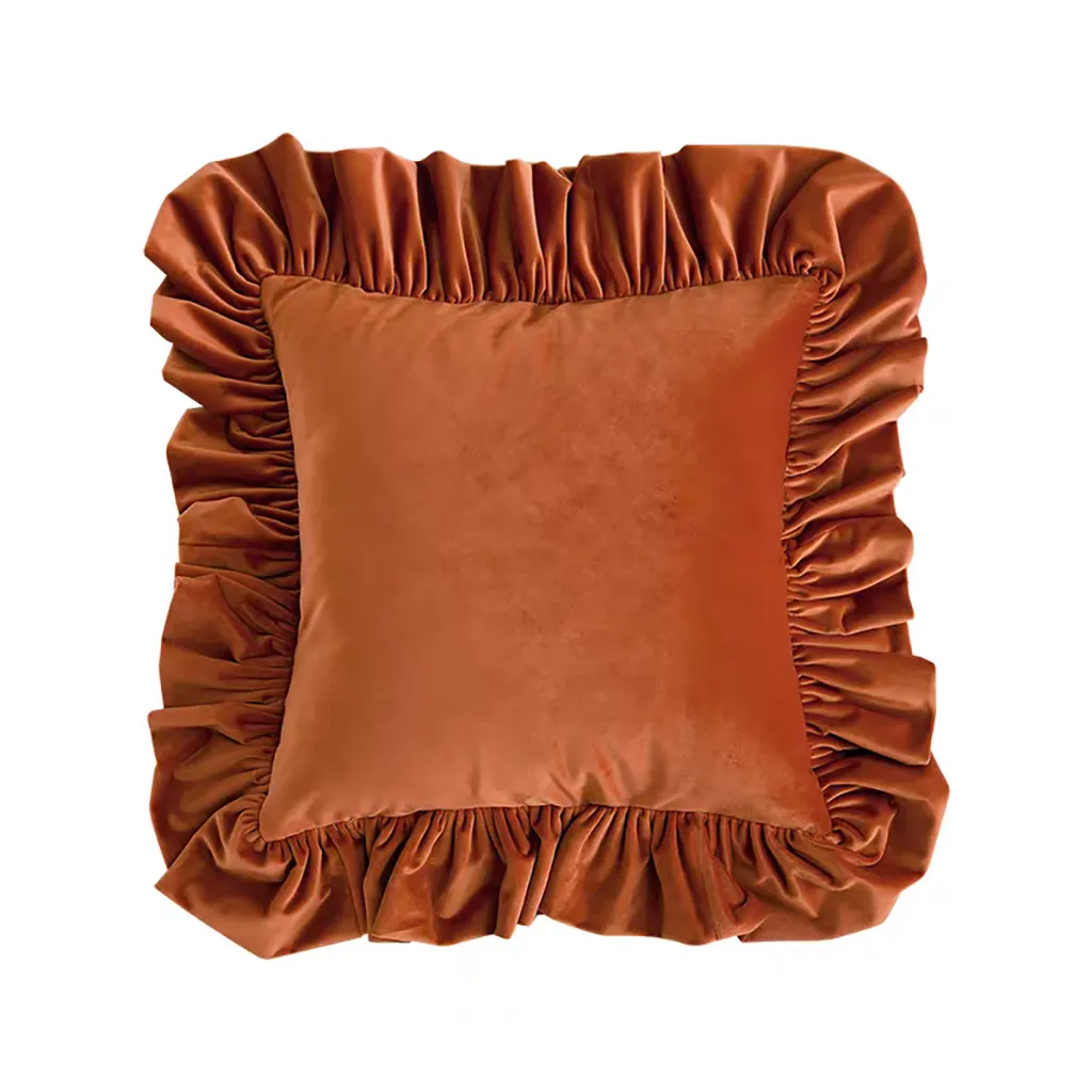 Luxury Velvet Cushion Cover with Ruffle