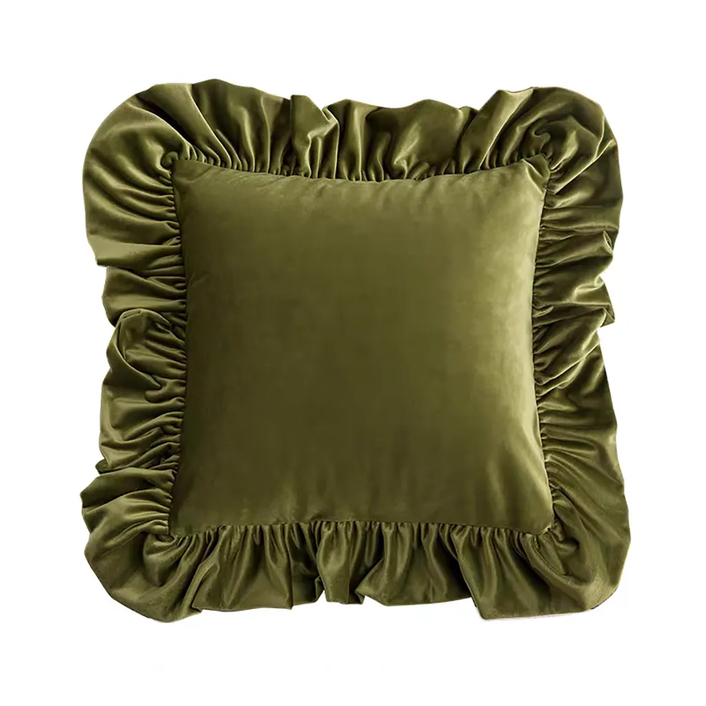 Luxury Velvet Cushion Cover with Ruffle