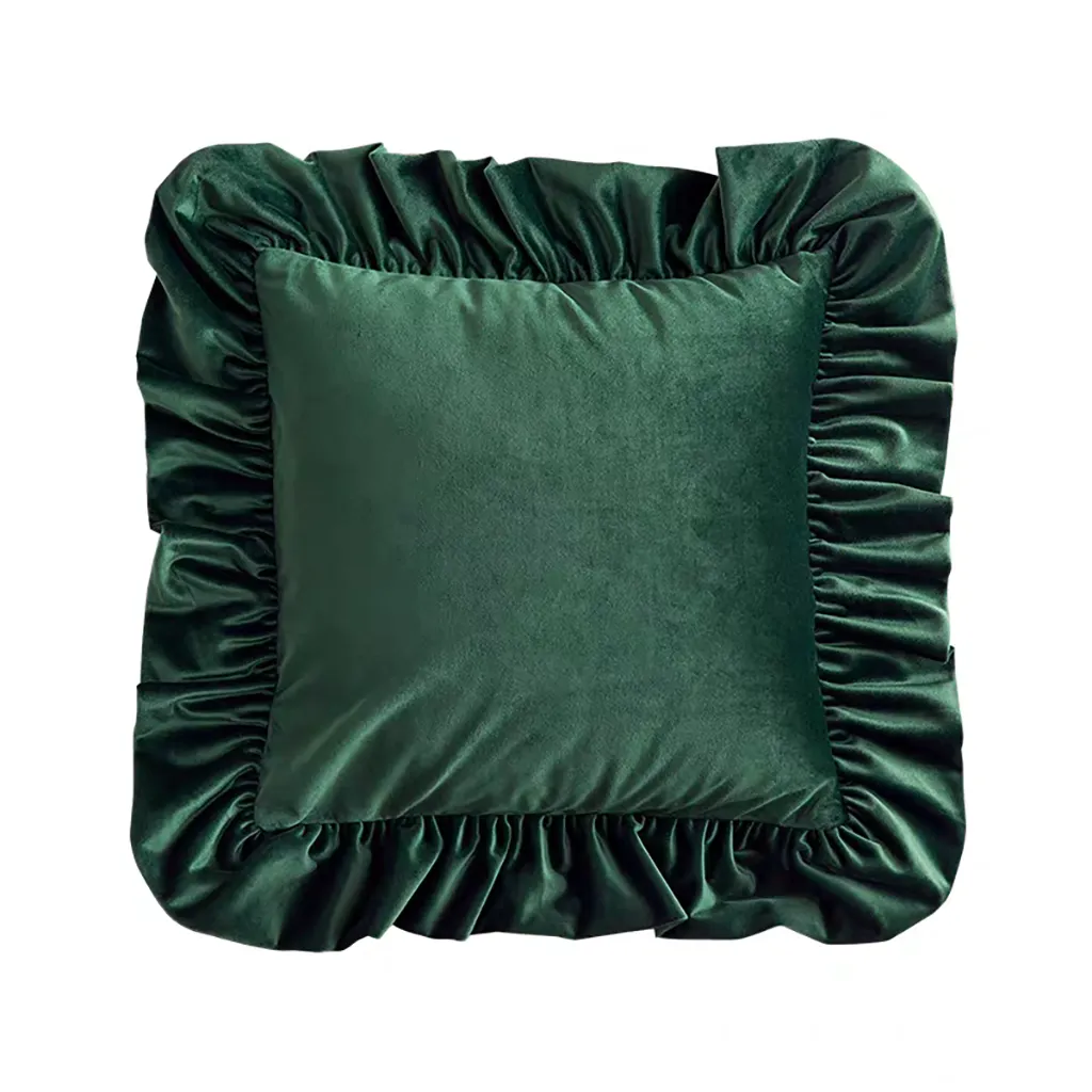 Luxury Velvet Cushion Cover with Ruffle