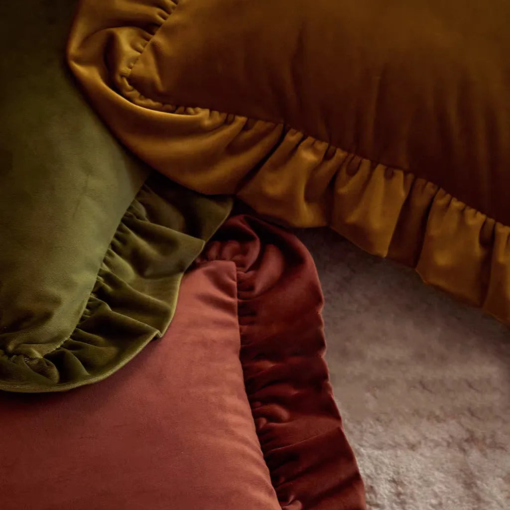 Luxury Velvet Cushion Cover with Ruffle