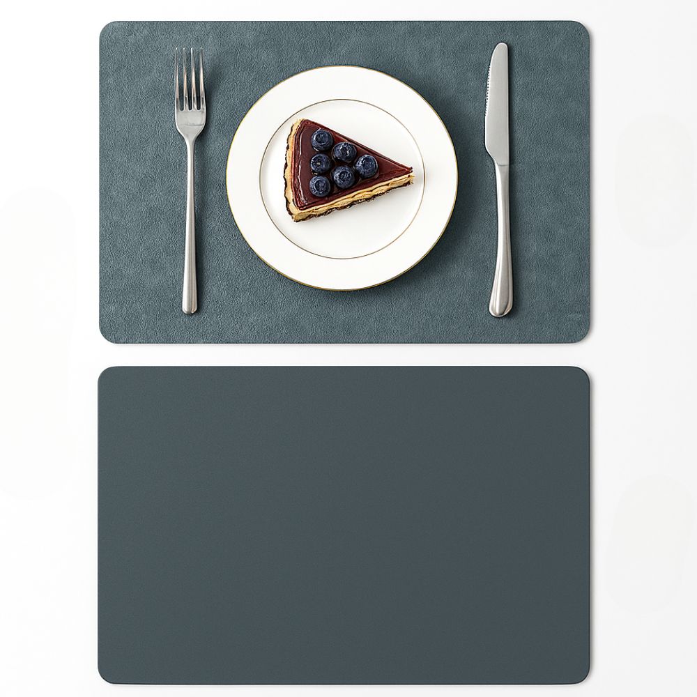 Luxury Vintage Leather Placemat Slate Blue