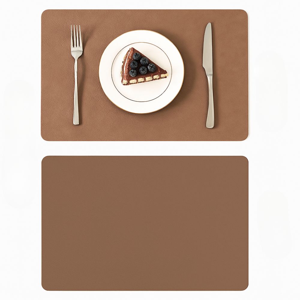 Luxury Vintage Leather Placemat Chestnut Brown