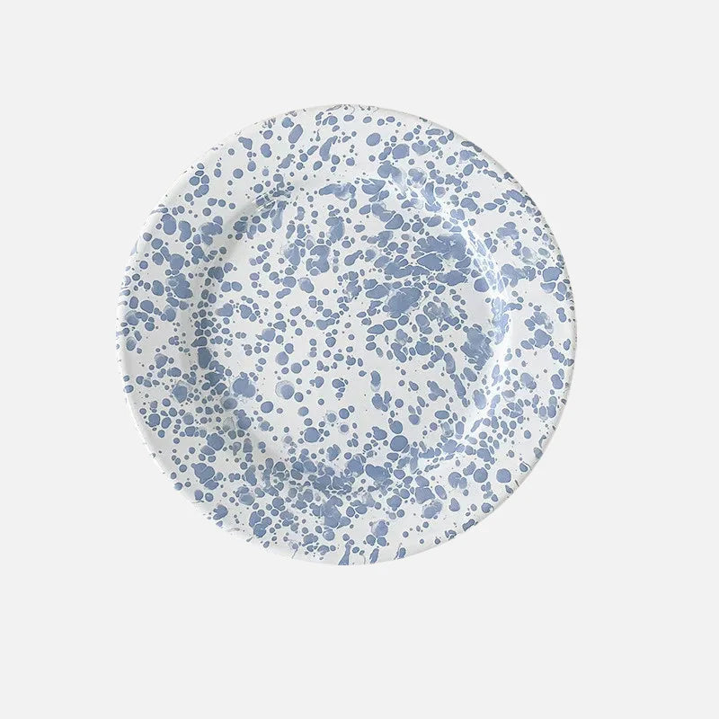 Lydia Retro Enamel Dinnerware Plate Blue