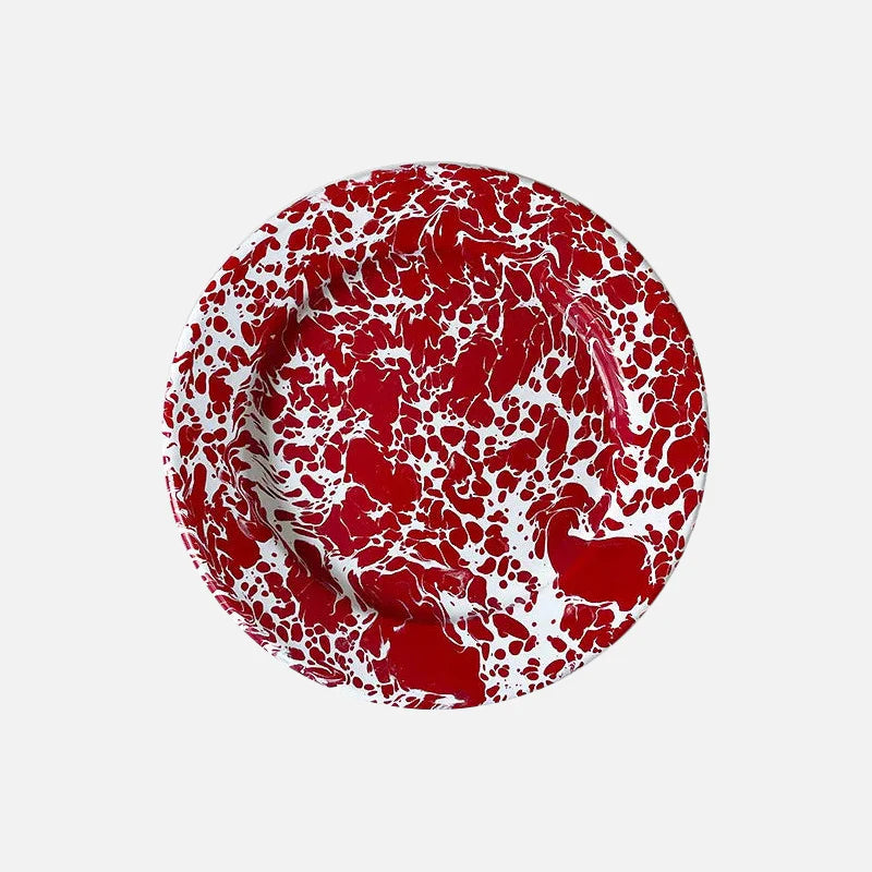 Lydia Retro Enamel Dinnerware Plate Red