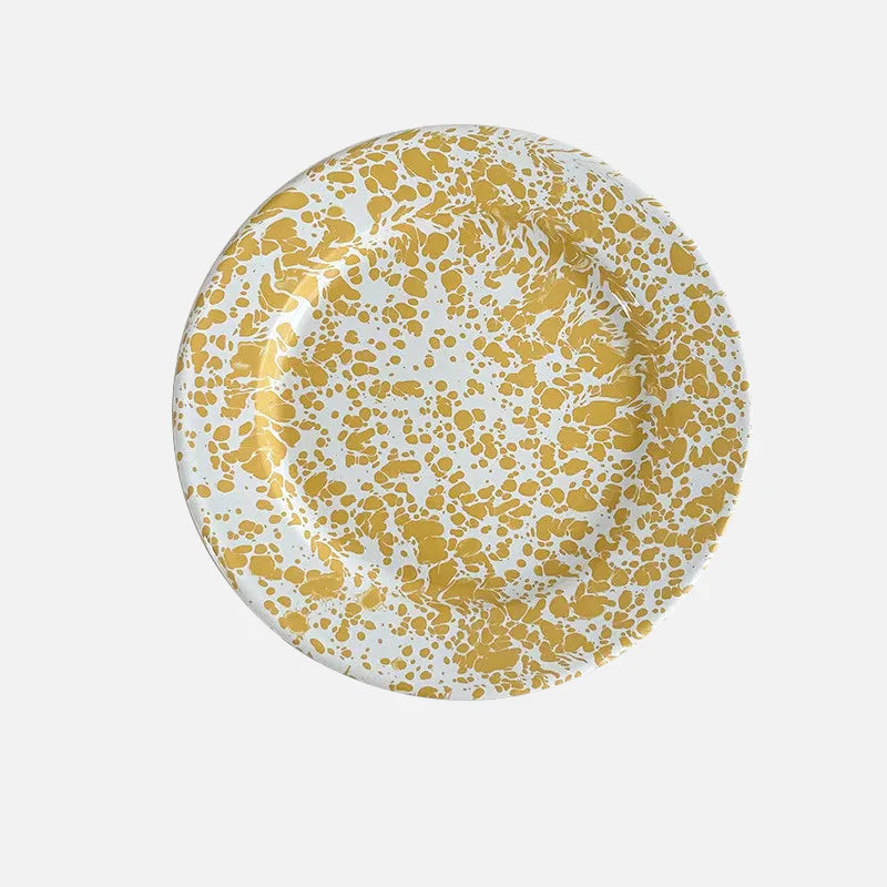 Lydia Retro Enamel Dinnerware Plate Yellow