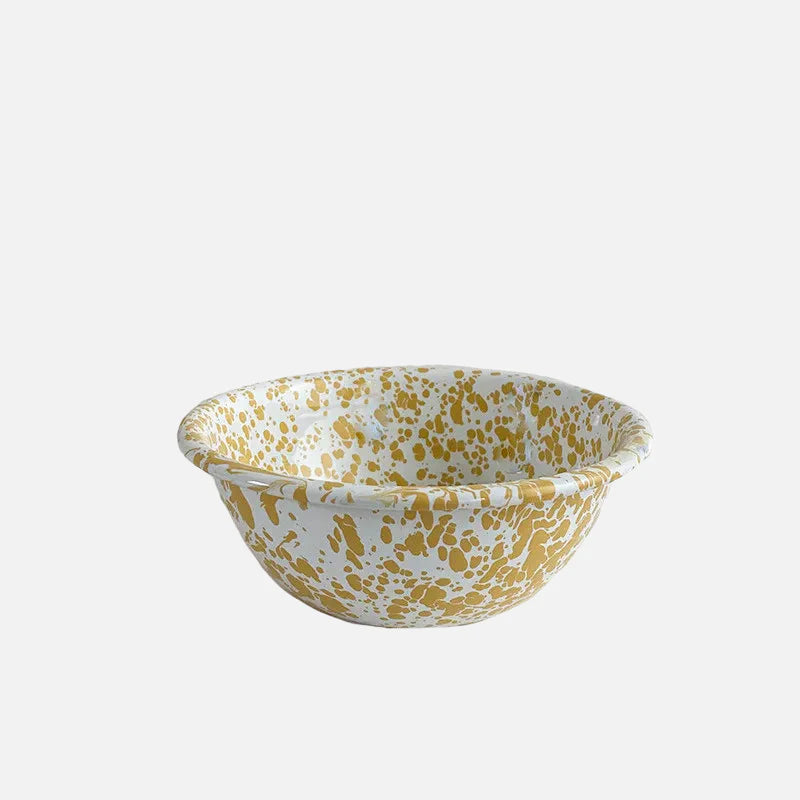 Lydia Retro Enamel Dinnerware Bowl Yellow