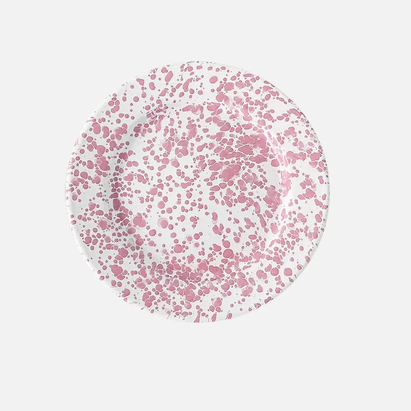 Lydia Retro Enamel Dinnerware Plate Pink