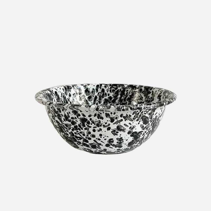 Lydia Retro Enamel Dinnerware Bowl Black