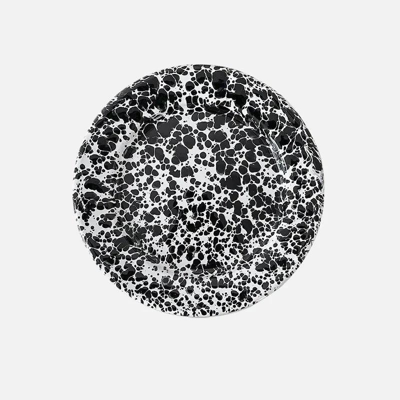 Lydia Retro Enamel Dinnerware Plate Black