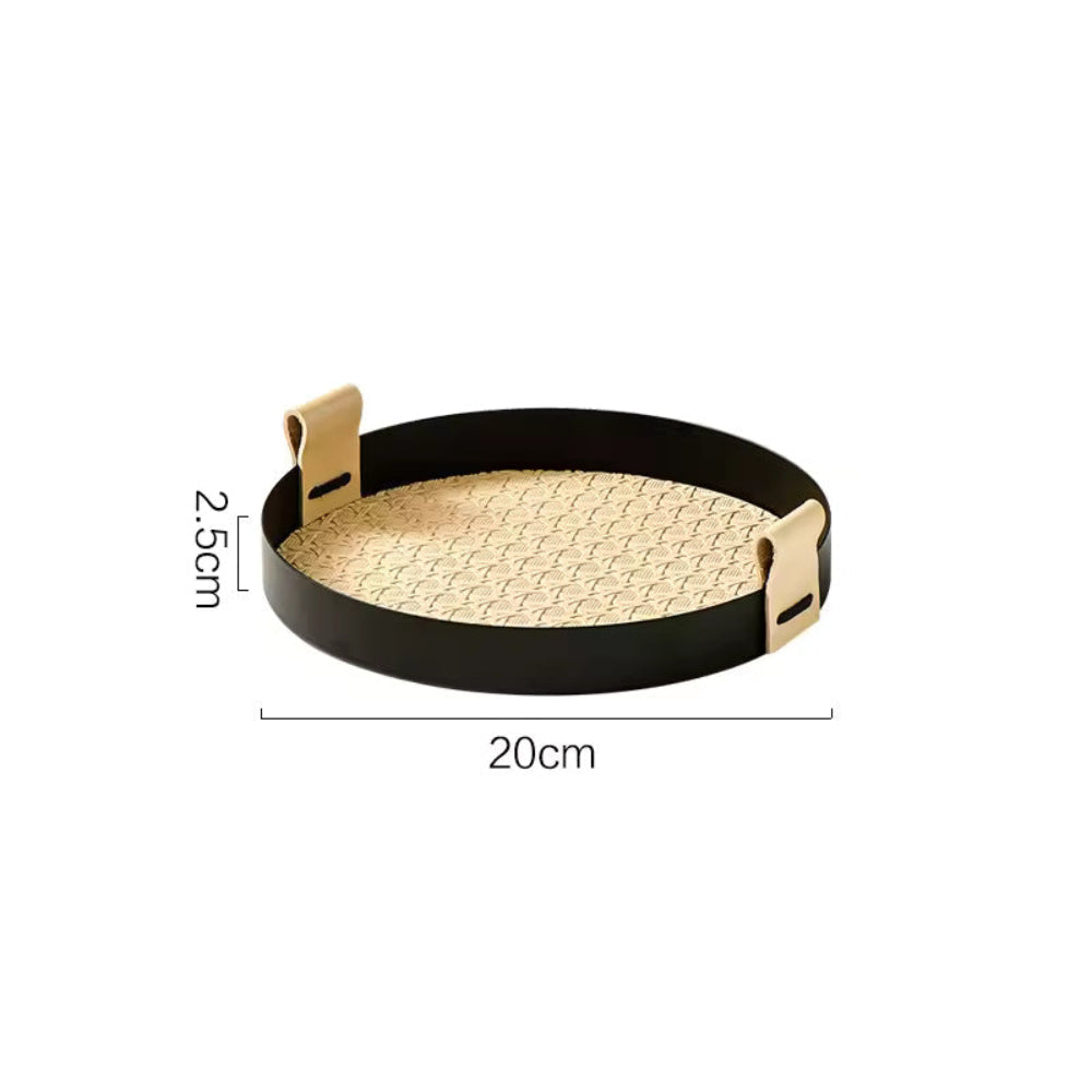 Nordic-Inspired Rattan Weave Tray Beige Medium