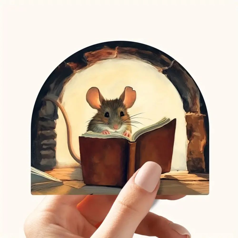 Mouse Nook Decal Reading Mouse