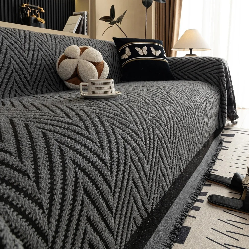 Marella Soft Chevron Sofa Cover Slate Weave