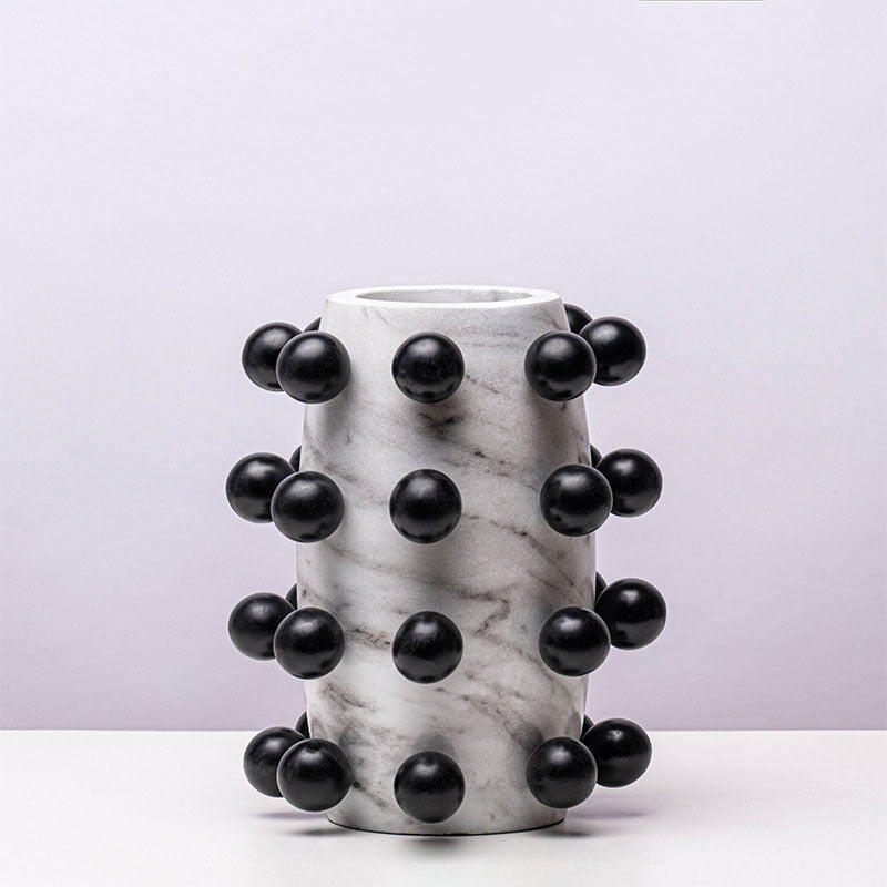 Marble Craft Flower Vase Tall Vase Black Dot