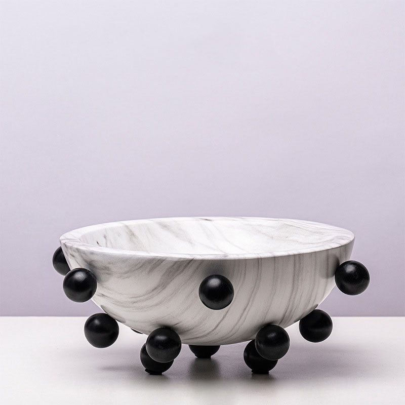 Marble Craft Flower Vase Bowl Black Dot