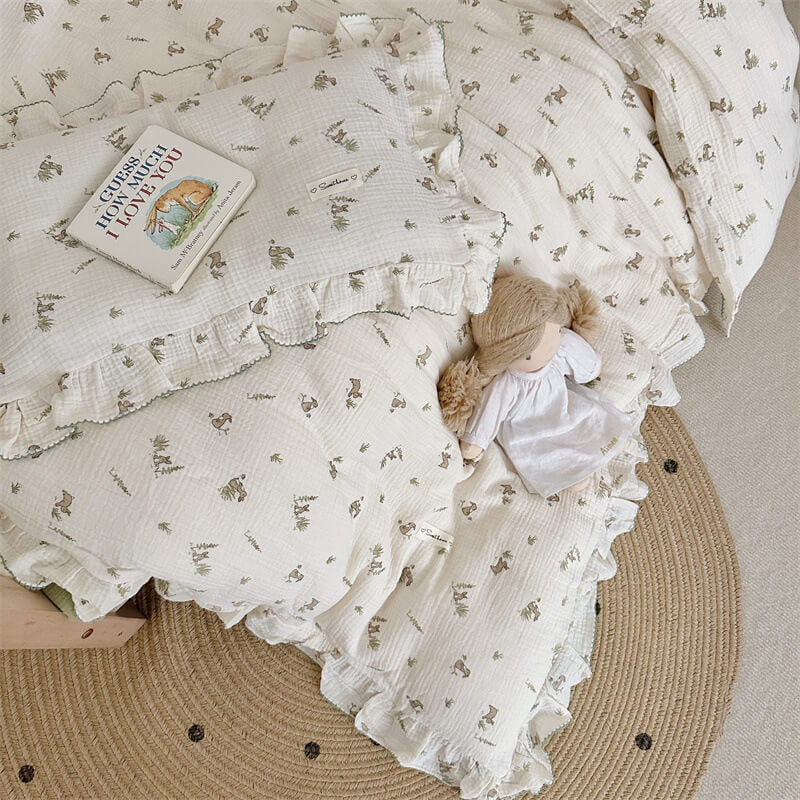 Bunny Ruffle Toddler Bedding Set – Cotton Muslin