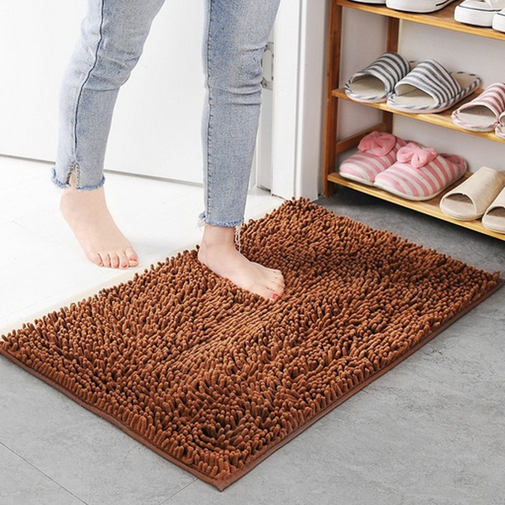 Mavi Soft Chenille Bath Mat Brown