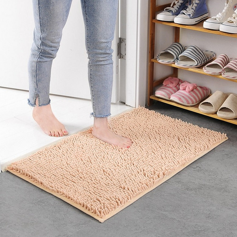 Mavi Soft Chenille Bath Mat Beige
