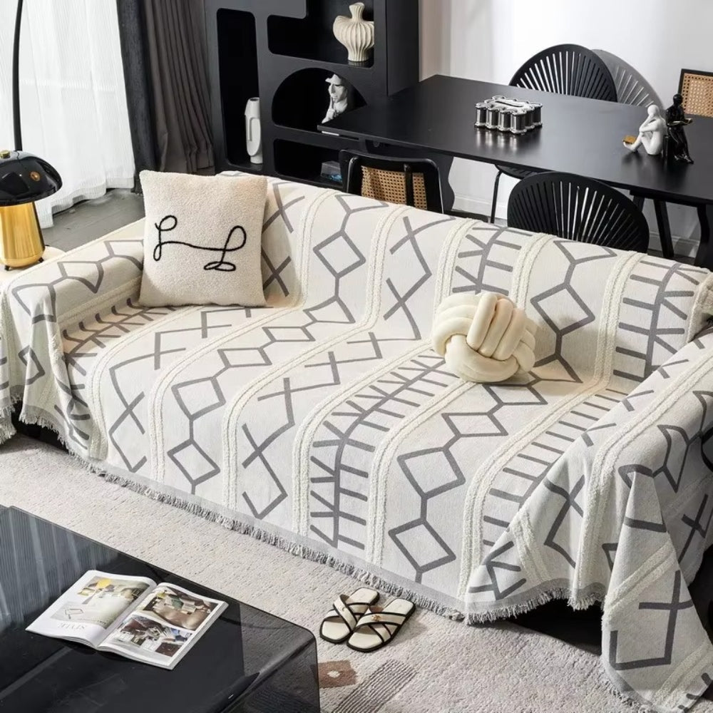 Maze Four-Season Chenille Sofa Cover Gray Maze