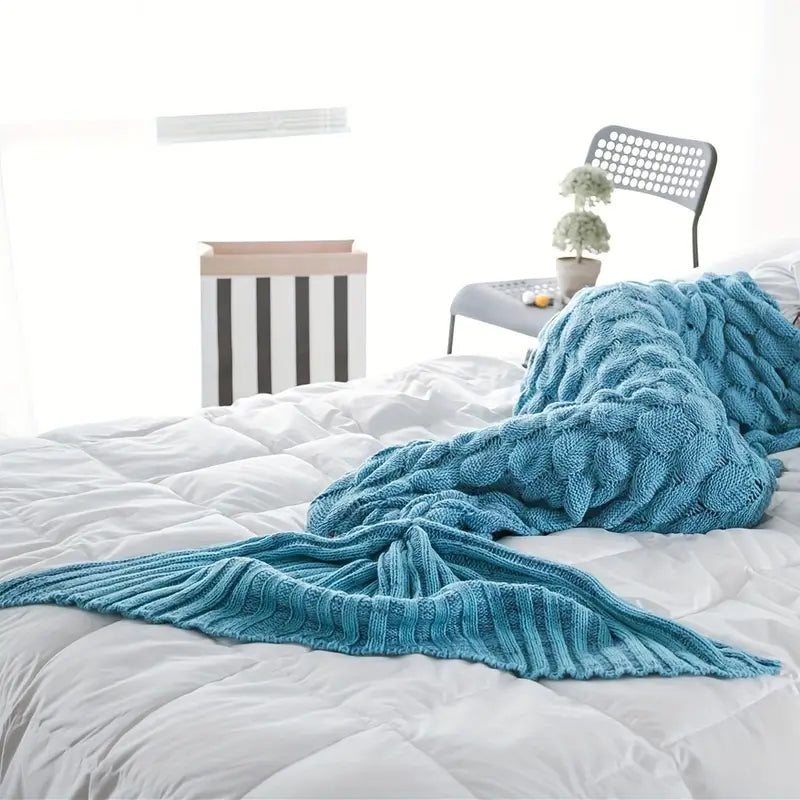 CoralWave™ – Cozy Mermaid Blanket Ocean Blue