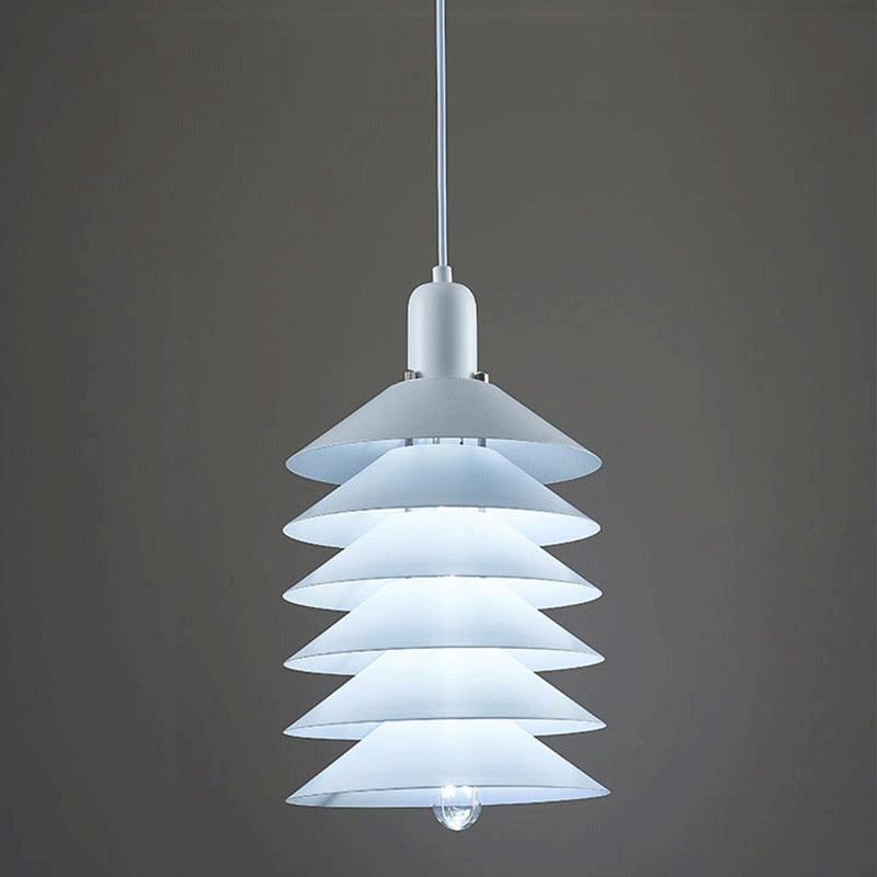 Metal Accordion Multi-layer LED Lights Pendant Lamp White