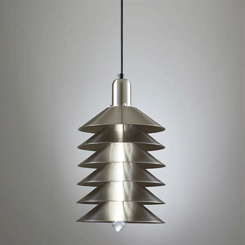 Metal Accordion Multi-layer LED Lights Pendant Lamp Brushed Nickel