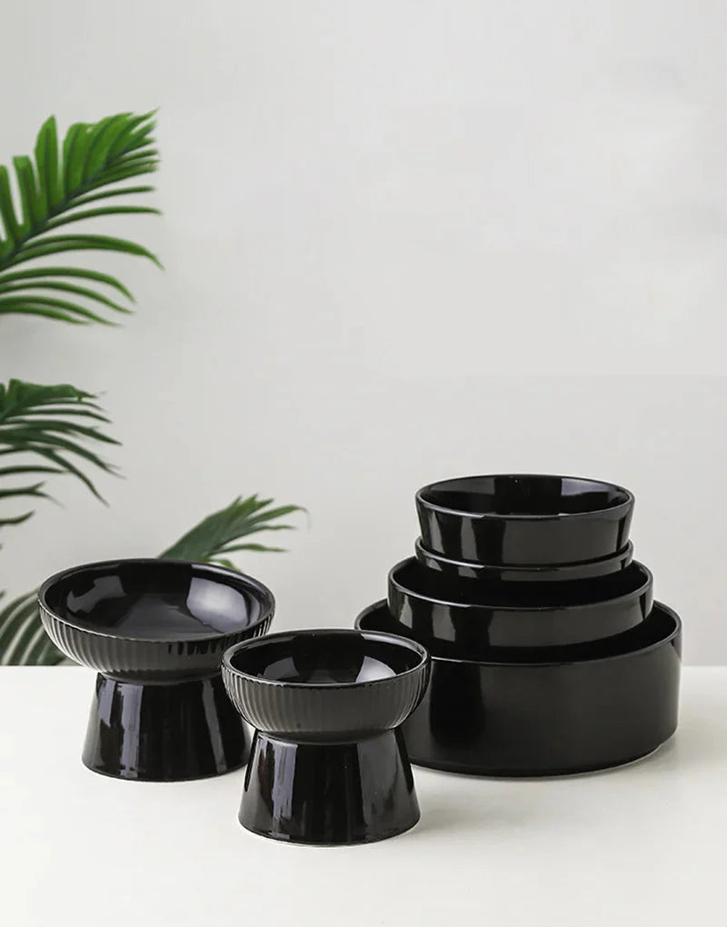 Midnight Paws Ceramic Pet Feeding Bowl