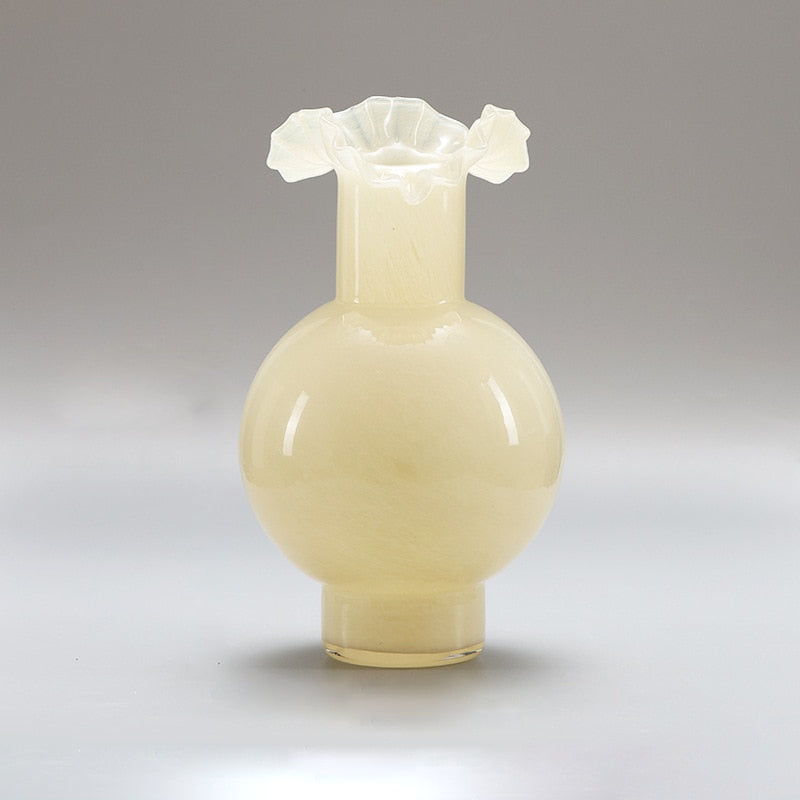 Milk Flower Murano Glass Vase Tall