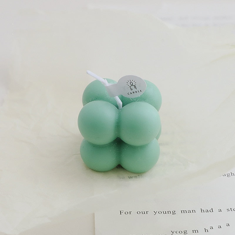 Mini Bubble Cube Decorative Candle Green