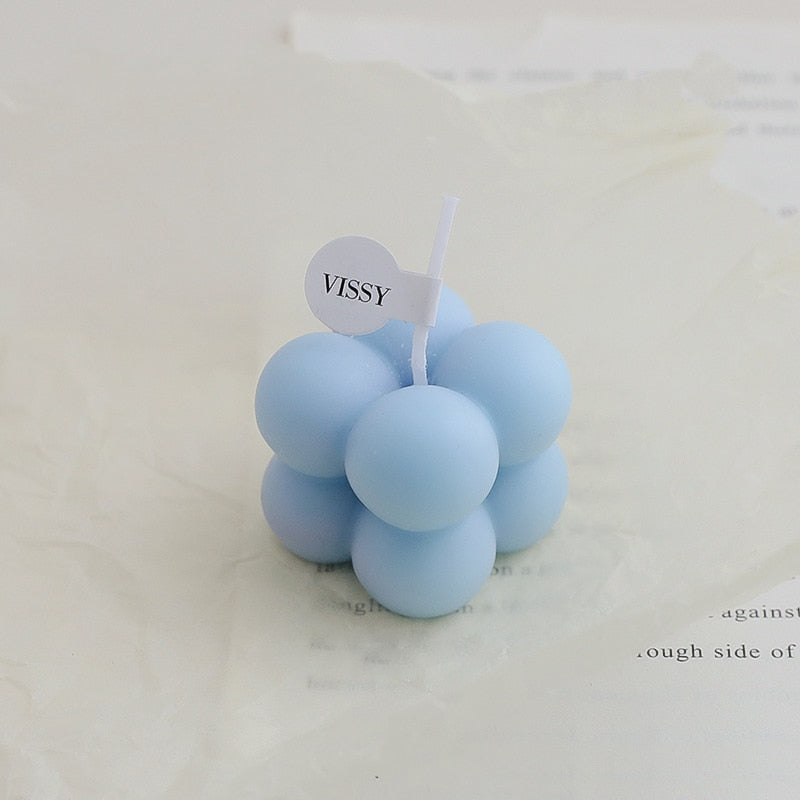 Mini Bubble Cube Decorative Candle Blue