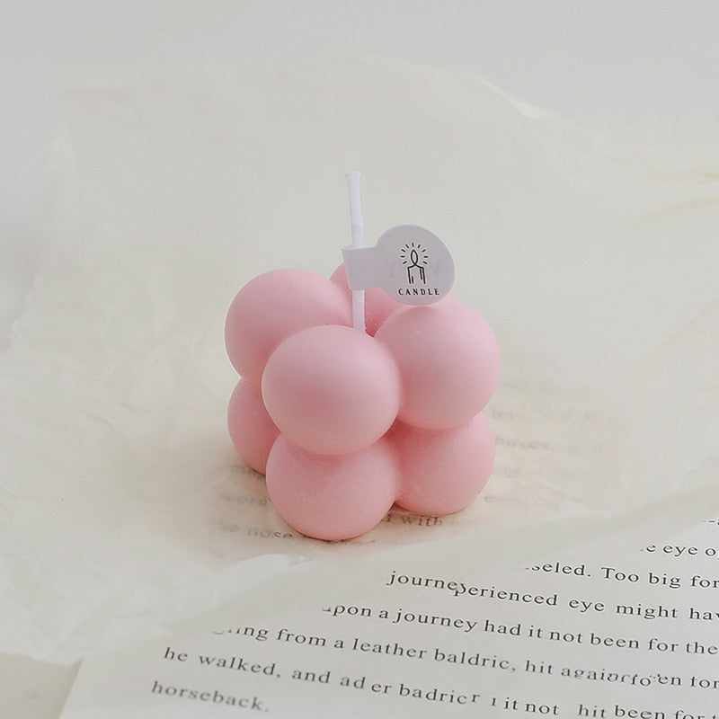Mini Bubble Cube Decorative Candle Pink