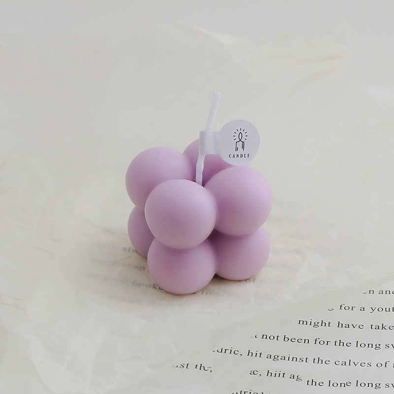 Mini Bubble Cube Decorative Candle Purple