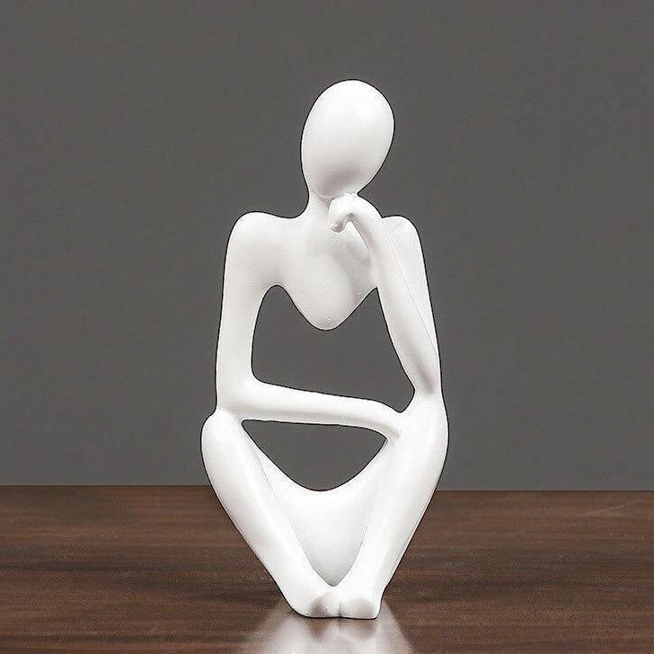 Mindful Abstract Statue White Head on Knuckle