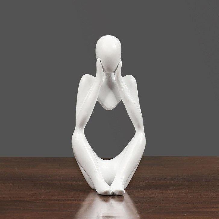Mindful Abstract Statue White Cupping Face