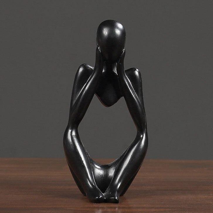 Mindful Abstract Statue Black Cupping Face