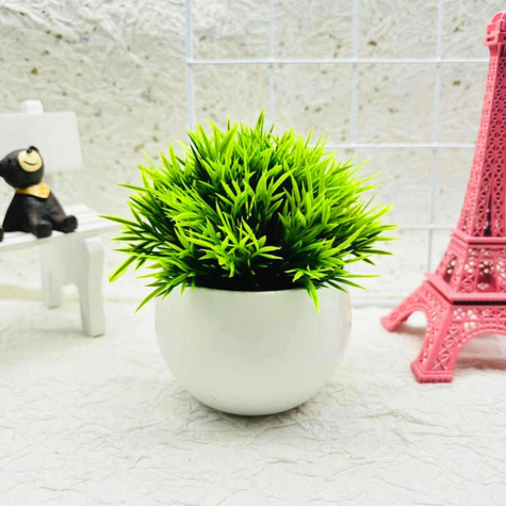 Minimalist Artificial Boxwood Bonsai Pot Decor Blade Grass