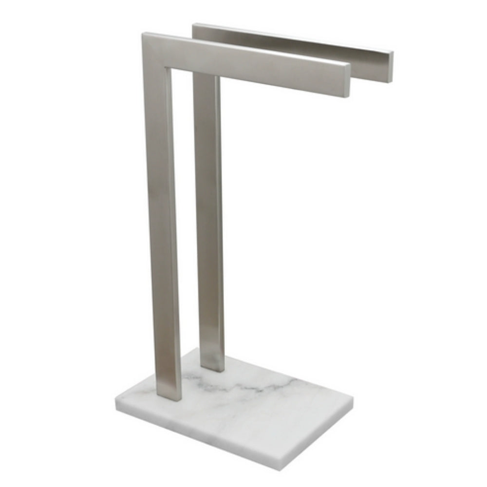 Minimalist Bathroom Vanity Double Towel Rack Silver Marble