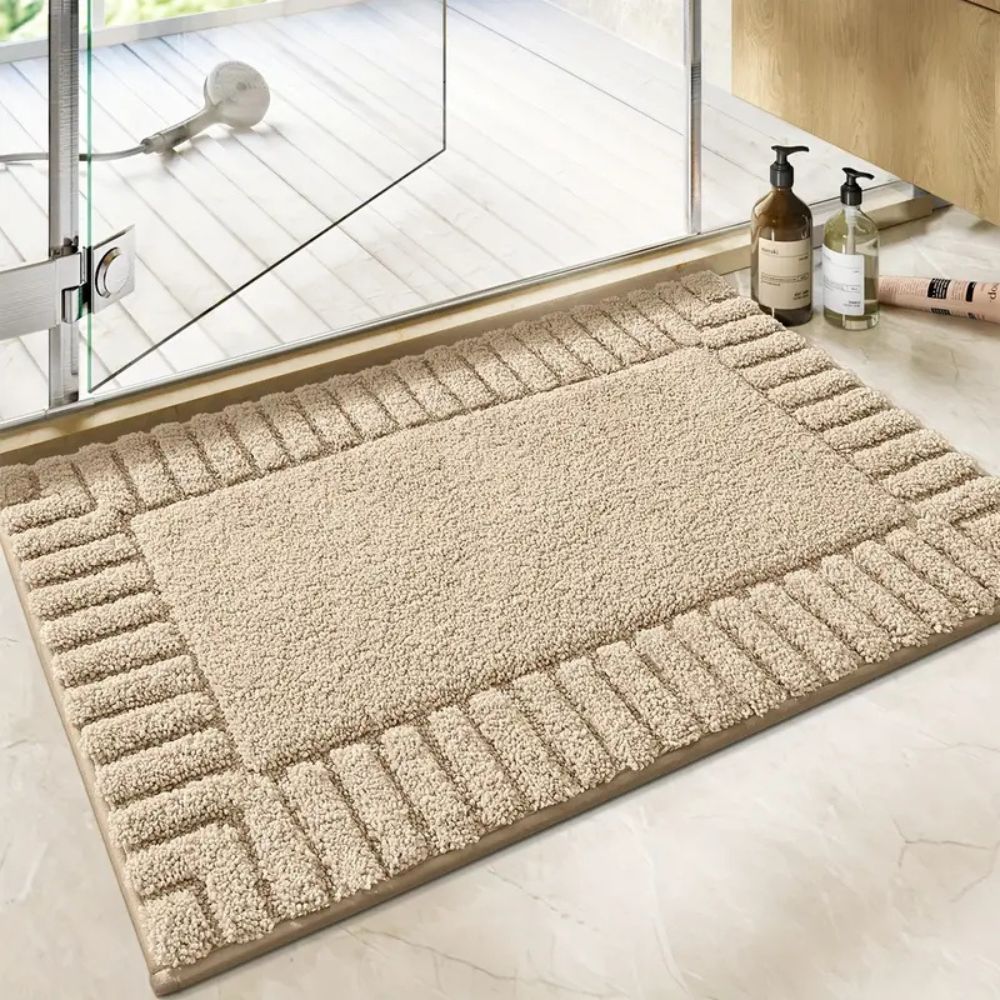 Minimalist Stripe Bath Rug Mat Ashy Sand