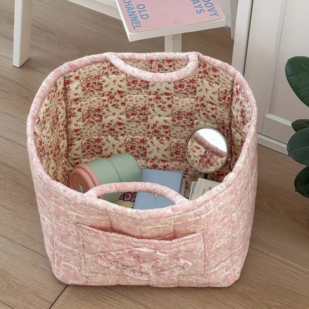 Miscellaneous Floral Quilted Storage Basket Rosy Cottage